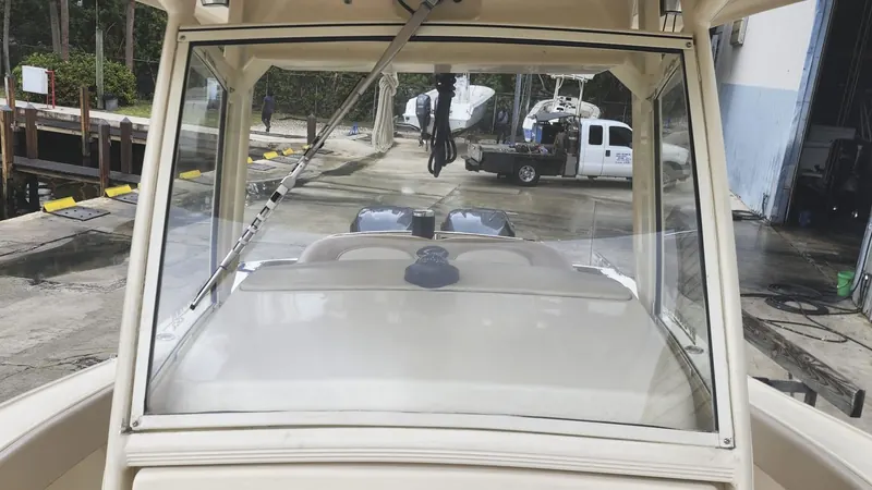 Center console windshield seen from the bow